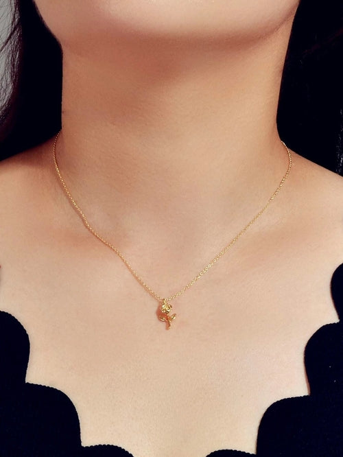 Gold Rose Charm Necklace