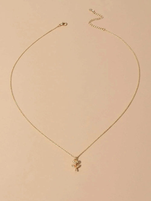 Gold Rose Charm Necklace