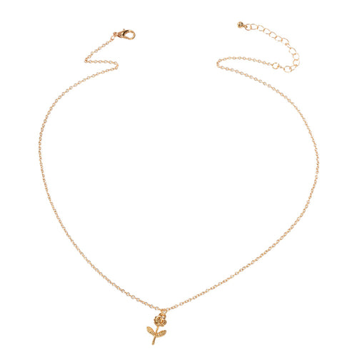 Gold Rose Charm Necklace