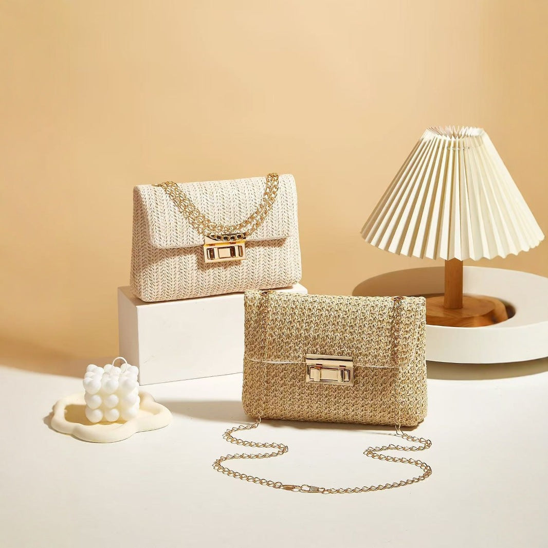 Sweet Style Straw Chain Shoulder Bag Crossbody Bag 2026