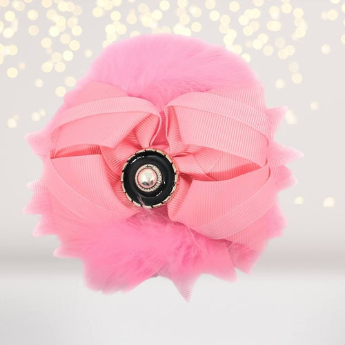 Marabou Feather Flower Shaped Hair Bow, Marabou Boutique bow
